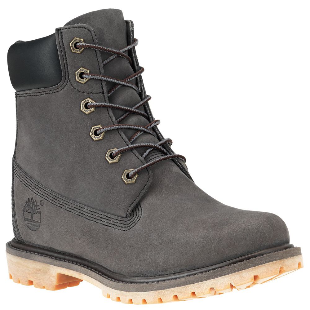 Botas Feminino - Timberland 6-Inch Premium Impermeavel Internal Wedge - NXZFL0795 - Cinzentas Escuro